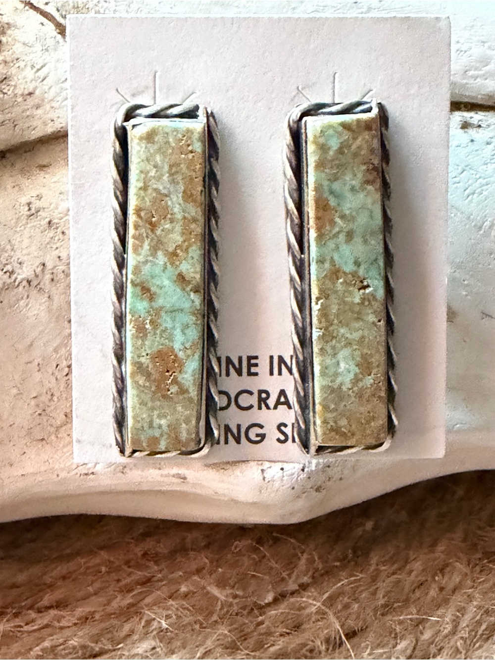 Steve Francisco Navajo handmade Mine #8 bar earrings post back